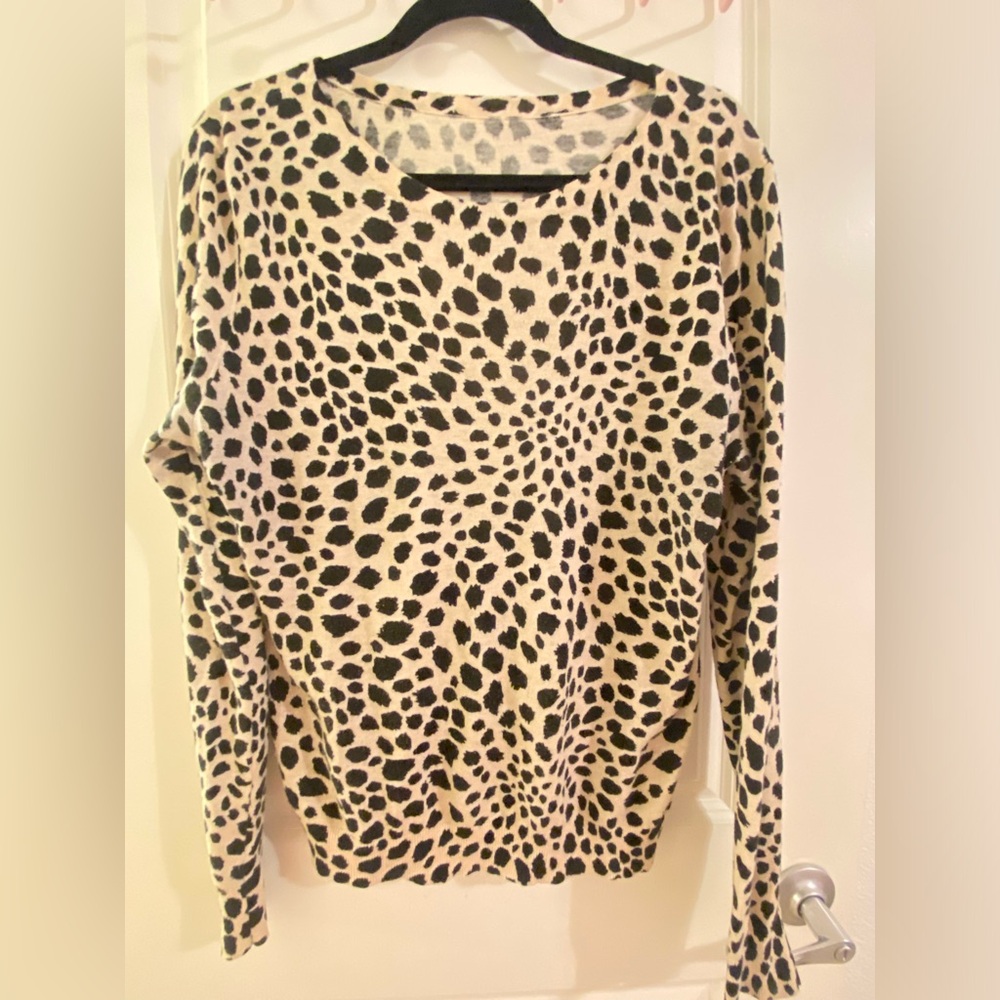 Diane Von Furstenberg DVF silk cotton blend cheetah leopard long sleeve top